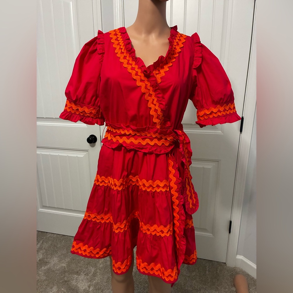 Red and Orange Ruffle Dress by Sugar Lips.